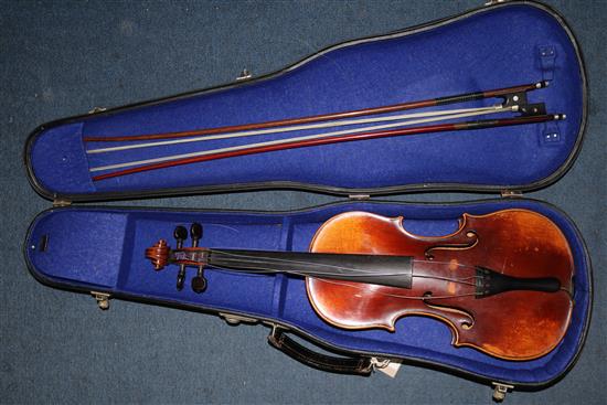 A Sebastian Kloz of Mittenwald violin, 23in.